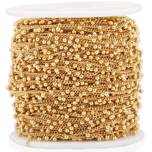 Cadena de acero inoxidable con cuentas en forma de bola dorada de 1 metro de longitud para la fabricación de joyas, collares de moda, diseño unisex. - Product Image 1