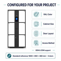 Casier de rangement fitness 6 portes en acier, avec empreinte digitale et code-barres, prise en charge de l'intégration API et de votre application, écologique et résistant aux intempéries