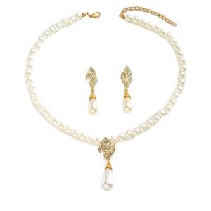 2025 nouveau exquis à la mode haute qualité cristal embelli bijoux de mariée perle larme collier boucle d'oreille ensemble - Product Image 1