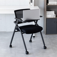 Chaise de formation ergonomique pliable, empilable, pour conférence, avec accoudoirs réglables, base en acier rembourrée, pour la maison et le bureau