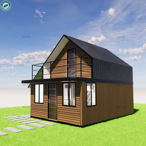 Cabane préfabriquée en bois à 2 chambres et 1 salle <span class=keywords><strong>de</strong></span> <span class=keywords><strong>bain</strong></span>, mini-<span class=keywords><strong>maison</strong></span> loft préfabriquée avec un grand baie vitrée ensoleillée - Product Image 3