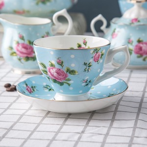 Service à thé européen en porcelaine fine, ensemble de thé anglais pour l'après-midi, tasses, soucoupes, sucrier, laitier, vaisselle à thé, 15 pièces, coffret cadeau - Product Image 2