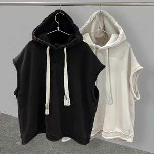 Sweat sans manches en molleton de coton épais 420 g/m² avec logo personnalisé, style vintage hip-hop oversize pour hommes et femmes, idéal pour l'été – Prix bas - Product Image 1