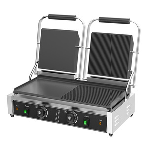 商用二合一双锅不粘电接触式烤炉方形下烤盘 3600W 适用于帕尼尼三明治牛排压锅 - Product Image 2