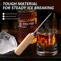 Outil de pique-glace en acier inoxydable avec couvercle et manche en bois pour Cocktails Restaurant Bars Camping Barman Home Bar Accessoires