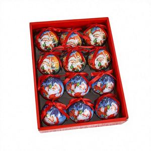 Ensemble de 12 boules de Noël décoratives en mousse imprimées et peintes avec Père Noël, décorations d'arbre, pendentifs - Product Image 2