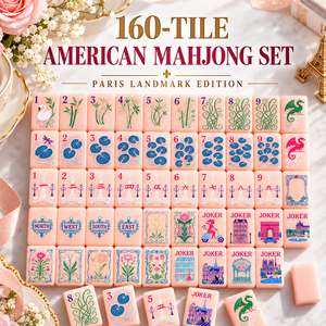 Juego de Mahjong Americano Edición Monumentos de París con Fichas de Torre Eiffel en Acrílico Rosa Melocotón para Noches de Juego en Casa con Estilo - Product Image 1
