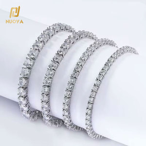 NUOYA 3/4/5 MM Iced Out Diamant-Tennisarmbänder, Gold-/Silberbeschichtetes Messing, Zirkon-Zirkonia-Tennisarmbänder für Herren und Damen - Product Image 1