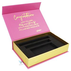 Boîte-cadeau magnétique de luxe Crown Win, rose foncé, pour cosmétiques, imprimée avec logo, emballage magnétique laminé pour coffret de soins de la peau - Product Image 2