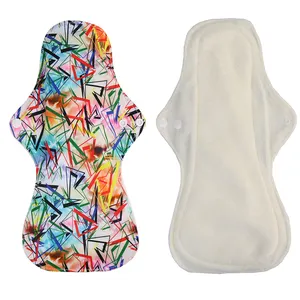 Almohadillas menstruales de bambú impermeables reutilizables para mujer, compresas sanitarias de tela de gran flujo, venta al por mayor