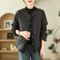Cardigan en coton pour femme, collection Hiver 2024, tendance, polyvalent, avec motif canard blanc artistique, col fin, fermeture éclair
