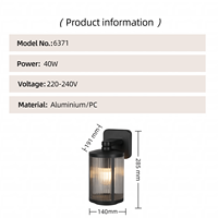 Applique murale extérieure noire moderne, étanche, E27 40W, corps en aluminium, diffuseur en PC, pour villa, porche, jardin, balcon