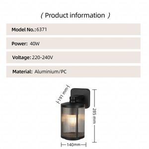 Lampada da Parete Esterna Moderna Nera Impermeabile E27 40W con Corpo in Alluminio e Diffusore in PC per Villa, Portico, Giardino, Balcone - Product Image 5