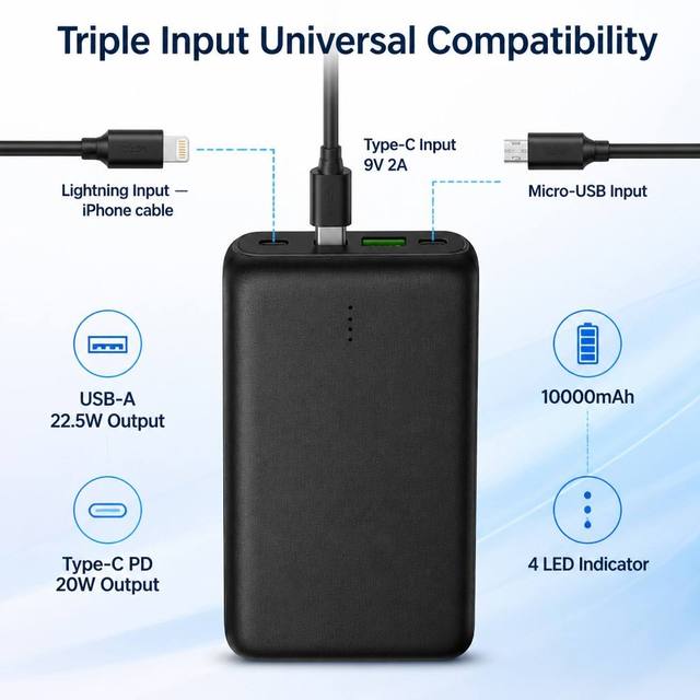 Ukalun 5V 2A 10000mAh Li-Polymer Power Bank Fast Charging USB for Heated Clothing & Accessories