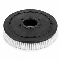 Brosse ronde en nylon blanc PA66 avec base en plastique noir, taille et longueur des poils personnalisées