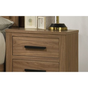 Transitional Style Nightstand <b>Walnut</b> Finish 2 <b>Drawer</b> Metal Glide Bar Handles Bedroom Furniture - Product Image 4