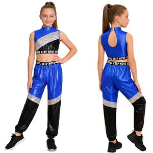 Conjunto de Top Corto Metálico y Pantalones para Niñas de 6 a 16 Años, Traje de Danza Jazz para Actuaciones en Escenario, Clases de Danza y Danza Lírica - Product Image 2