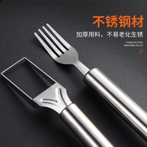 Tenedor para sandía de acero inoxidable de doble punta, cortador 2 en 1, herramienta portátil para dividir frutas, multifunción - Product Image 3