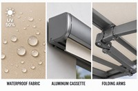 Pergola rétractable moderne de luxe en alliage d'aluminium, auvent en polyester télécommandé, résistant au vent et aux UV, pour balcon, cour arrière, jardin