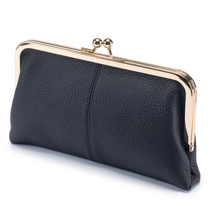 Ando Bag Genuine Cowhide Leather Long <b>Wallet</b> <b>Women</b> Kiss Lock Clutch with <b>Card</b> Slots - Product Image 5