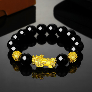 <span class=keywords><strong>Bracelet</strong></span> en perles de bouddha noir, plaqué en or véritable, <span class=keywords><strong>Feng</strong></span> <span class=keywords><strong>Shui</strong></span>, <span class=keywords><strong>Pixiu</strong></span>, Mantra, accessoire porte-bonheur, richesse <span class=keywords><strong>obsidienne</strong></span> <span class=keywords><strong>noire</strong></span>, pour femmes et hommes - Product Image 6