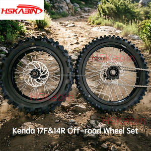 Nouvel ensemble de roues tubeless tout-terrain Kenda 17/14 pouces pour moto et dirt bike 70/100-17 90/100-14 noir avec pignon de rotor - Product Image 3