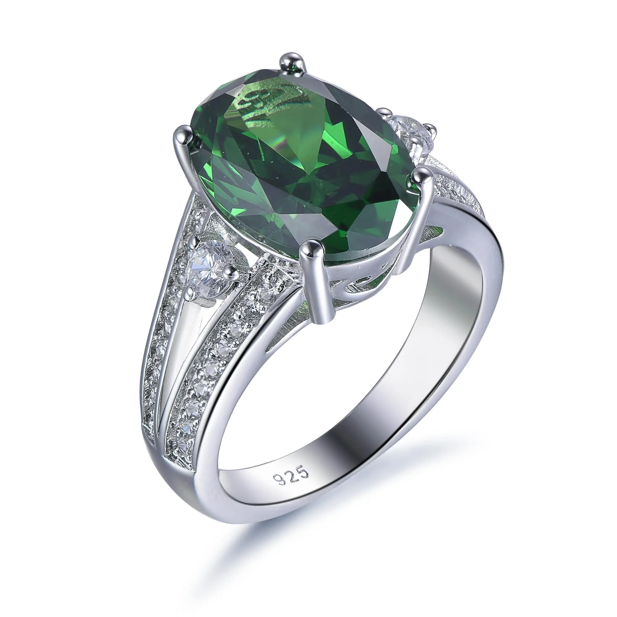 गर्म बिक्री कस्टम फैशन 925 स्टर्लिंग चांदी पन्ना अंगूठी गहने थोक महिलाओं के लिए हीरे की अंगूठी