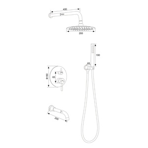 Cabezal de <span class=keywords><strong>Ducha</strong></span> Empotrado en la Pared de Acero Inoxidable 304 con Acabado Cepillado, Agua Fría y Caliente, con Grifo Redondo de Tres Funciones - Product Image 3