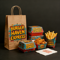 Venta Directa de Fábrica, Juego de Cajas de Embalaje de Papel para Alimentos Personalizadas, Caja de Papel para Comida para Llevar, Papas Fritas, Pollo Frito, Hot Dog, Hamburguesa