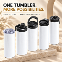 Tumbler Stainless Steel Putih Tipis untuk Sublimasi, Wadah Minuman Kosong, Dapat Dicetak Logo dengan Heat Press, Gourde 20 oz, Olahraga, Luar Ruangan, Modern