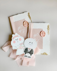 Coffret de Livres de Vœux Personnalisés avec Noms Calligraphiés, Perles et Sceau de Cire Blanc Gaufré pour Mariage et Saint-Valentin – Papier de Vœux Mariée et Marié - Product Image 6