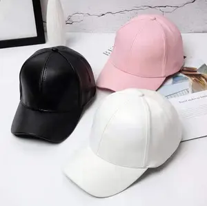 Topi Bisbol Kulit PU Warna Permen Gaya Korea, Topi Pasangan Trendi Modis, Topi Trucker Gorras