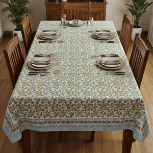 Blue Yellow Floral Tablecloth Cotton Dining Table Cover Printed Table Linen Kitchen Decor Washable Table Cover - Product Image 3