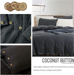 Vua kích thước 100% stonewashed pháp Linen Duvet cover 1 Duvet cover & 2 vỏ gối lanh Comforter Cover Set - Product Image 4