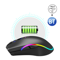 Mouse Nirkabel 600mAh Ergonomis Isi Ulang 2.4G Optik PC Laptop 7D Tanpa Kabel Dengan Penerima USB + BT5 untuk Komputer Kantor