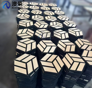 AORONG impiallacciatura di legno opzionale personalizzabile esagonale pannelli di parete acustica 9MM <span class=keywords><strong>MDF</strong></span> Board + 12MM PET poliestere feltro <span class=keywords><strong>pannello</strong></span> di parete - Product Image 3