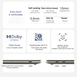 โน้ตบุ๊คธุรกิจ YOGA Air 14s รุ่นใหม่ล่าสุด Snapdragon X Elite/X Plus แรม 32GB ความจุ 1TB หน้าจอสัมผัส OLED ขนาด 14.5 นิ้ว ความละเอียด 2.9K ตัวเครื่องโลหะ น้ำหนักเบา - Product Image 6