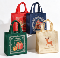 Sac fourre-tout en non-tissé laminé imprimé de dessins animés de Noël, multi-tailles, réutilisable, écologique, pour emballages cadeaux de Noël