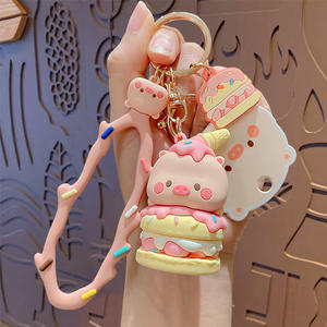 2025 bolso de dibujos animados para hombres y mujeres colgante coche llavero regalo creativo al por mayor PVC Piggy lindo postre llavero - Product Image 6