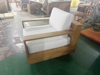 Fauteuil pivotant en teck au design moderne, coussin en mousse haute densité, imperméable, mobilier d'extérieur écologique pour salon, hôtel, villas