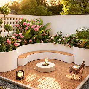 Fioriera <span class=keywords><strong>da</strong></span> <span class=keywords><strong>Giardino</strong></span> Moderna Grande e Irregolare con Panca Combinata, Personalizzabile, Verniciata a Polvere, Contenitore per Piante e Vasi - Product Image 1