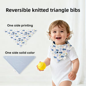 Barato 100% algodón infantil 2 capas alimentación Reversible punto triángulo bebé Baberos impreso Color sólido bebé bufanda Baberos - Product Image 2