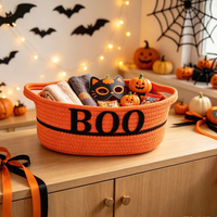 Panier à bonbons multifonction en corde de coton écologique de luxe au design nouveau, boîte de rangement pour cadeaux pour Halloween, cadeau pour enfants