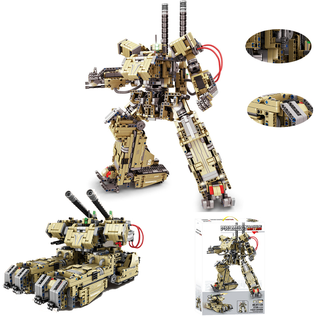 Armor Robot Mech Warrior Tank Direct Change Mini Soldier Figure Mechanical Kids Collectible Model Engineering Building Block Set