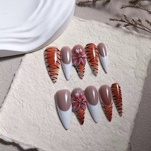 281-285 Juego de 10 Uñas Postizas Acrílicas Estilo Francés con Pegamento para Dedos - Product Image 4