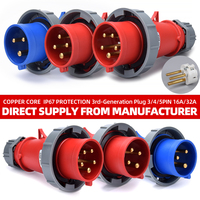 Prise industrielle mâle étanche IP67 3x16A 3x32A 4x16A 4x32A 5x16A 5x32A pour connexion électrique