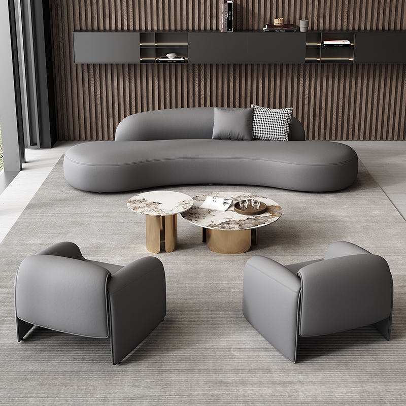 Ensemble canapé de 220 cm de long et table basse de 11 cm, gris