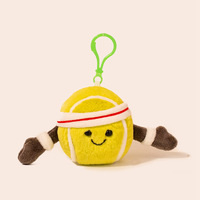 Jellyc Figurines de ballon amusantes : football, badminton, volley-ball, en peluche, breloques de sac et porte-clés en coton