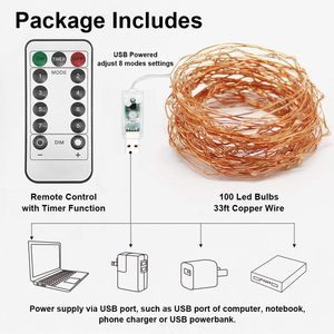8 Modes 10M 20M 100 200 LED Dimmable <b>String</b> Fairy <b>Light</b> for Wedding Christmas Party Holiday <b>Light</b> - Product Image 4