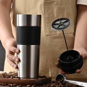 Kingze Biểu Tượng Tùy Chỉnh Thép Không Gỉ Chân Không Cách Điện Cà Phê Cầm Tay <span class=keywords><strong>Maker</strong></span> 15Oz Du Lịch Pháp Báo Chí Mug Cho Ngoài Trời - Product Image 1